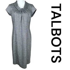 TALBOTS Tweed Wool Blend Midi Dress, Cap Sleeves, Lined, Size 6.